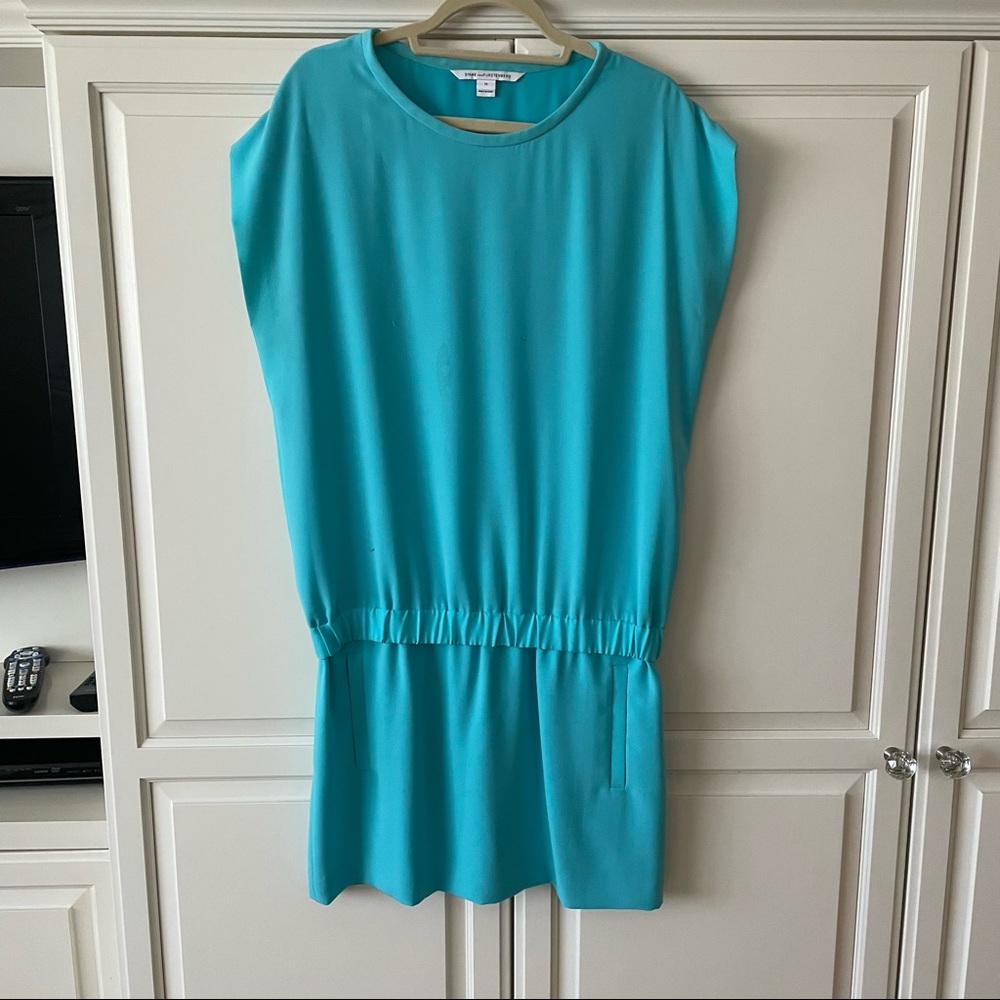 Diana Von Furstenberg Tara Drop Waist Dress in hot blue size 12